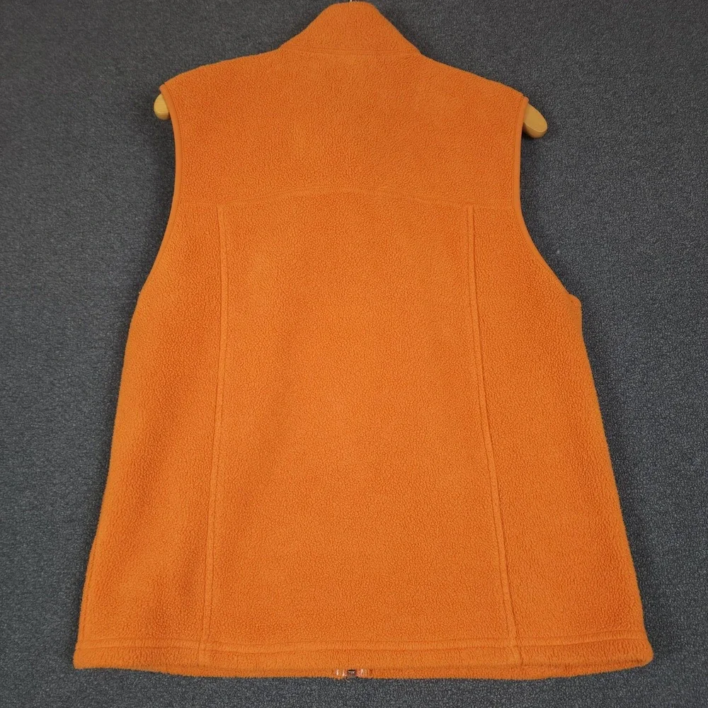 LL Bean Fleece Vest‎ Orange Full Zip Pockets Men's Size S Regular Outdoor
